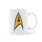 Star Trek Gold Insignia ceramic coffee mug with Starfleet logo available in Bangladesh for fans and collectors
