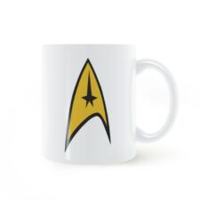 Star Trek Gold Insignia ceramic coffee mug with Starfleet logo available in Bangladesh for fans and collectors
